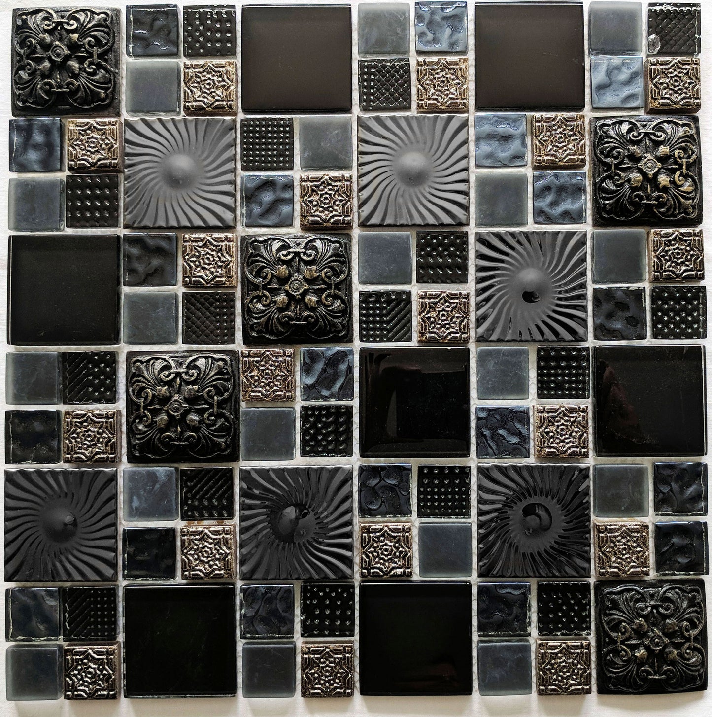 Ancient Stone Metal Glass High Relief 3D Mosaic Wall Tile