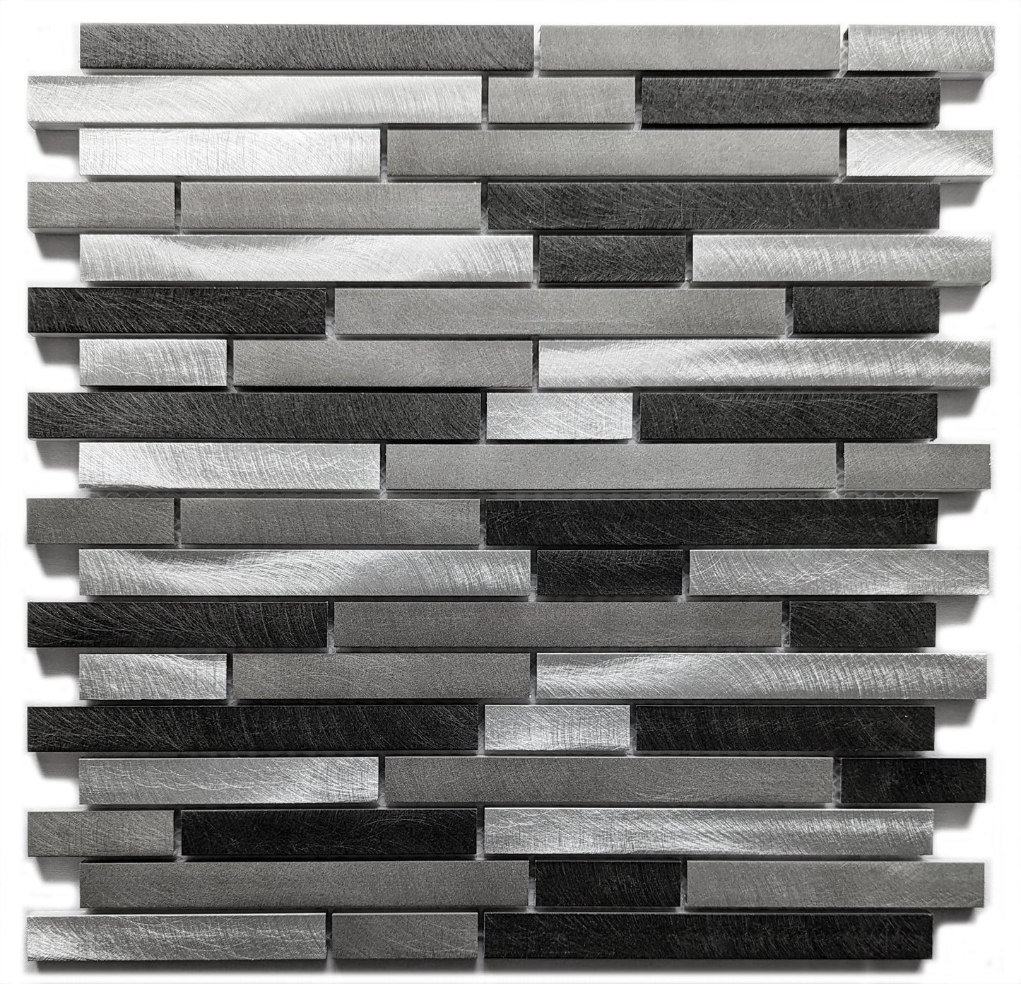 Silver Grey Turned Steel Metal Rectangle Mosaic Wall Tile