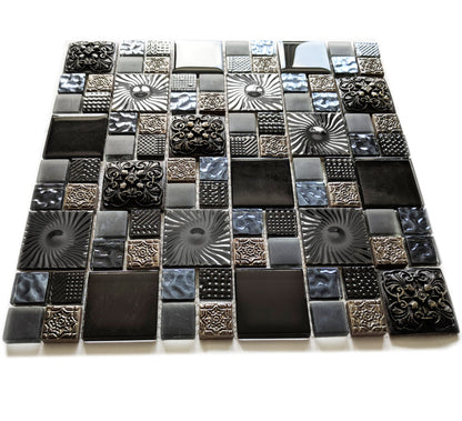 Ancient Stone Metal Glass High Relief 3D Mosaic Wall Tile