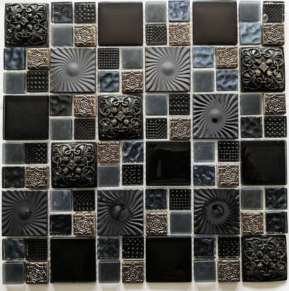 Ancient Stone Metal Glass High Relief 3D Mosaic Wall Tile