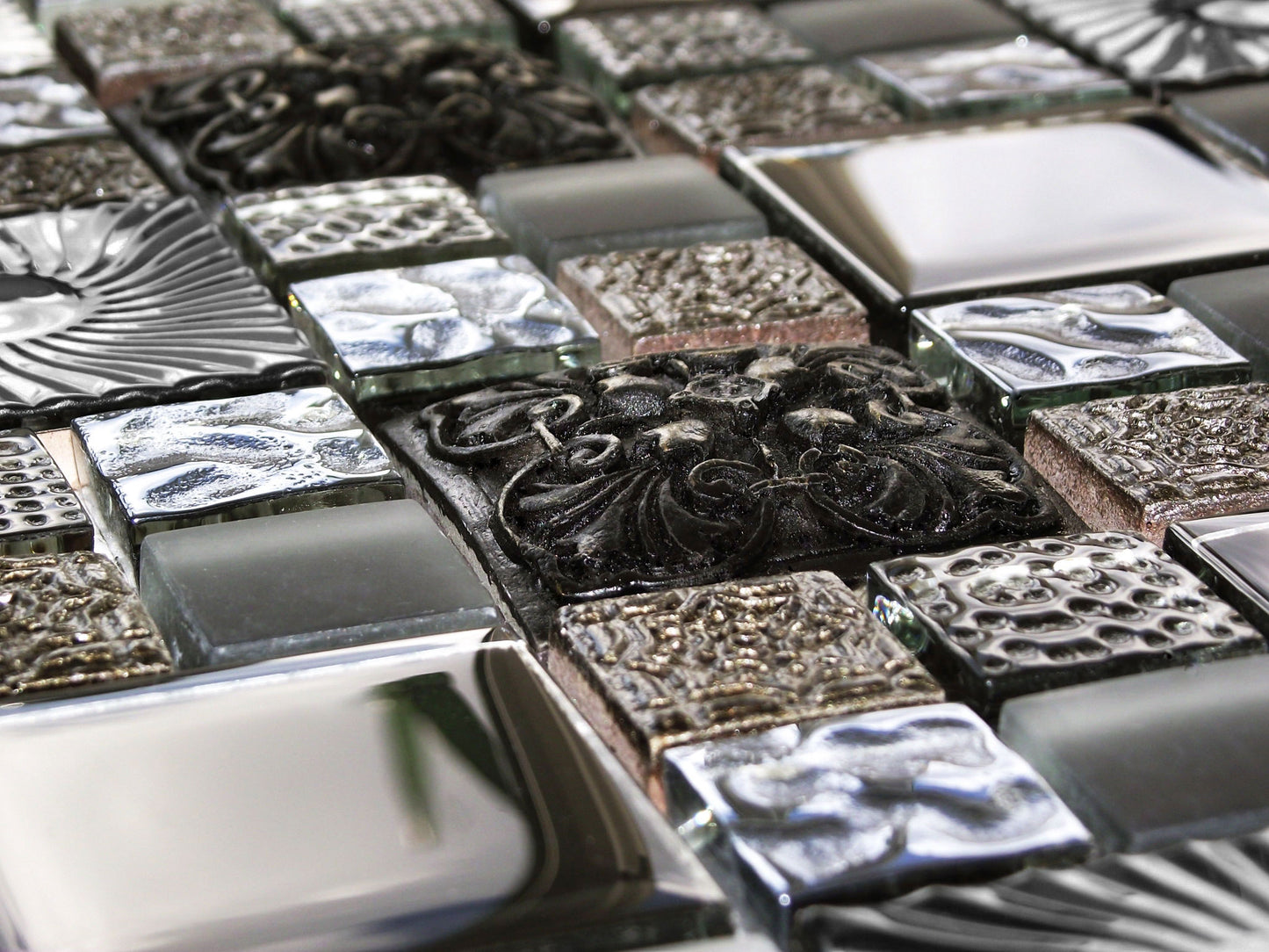 Ancient Stone Metal Glass High Relief 3D Mosaic Wall Tile