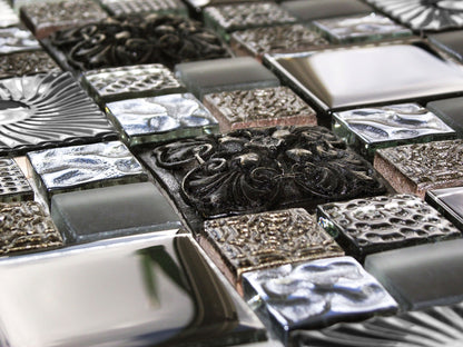Ancient Stone Metal Glass High Relief 3D Mosaic Wall Tile