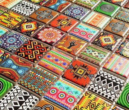 Ethnic Moroccan African Indian Aboriginal Mosaic Wall Tile