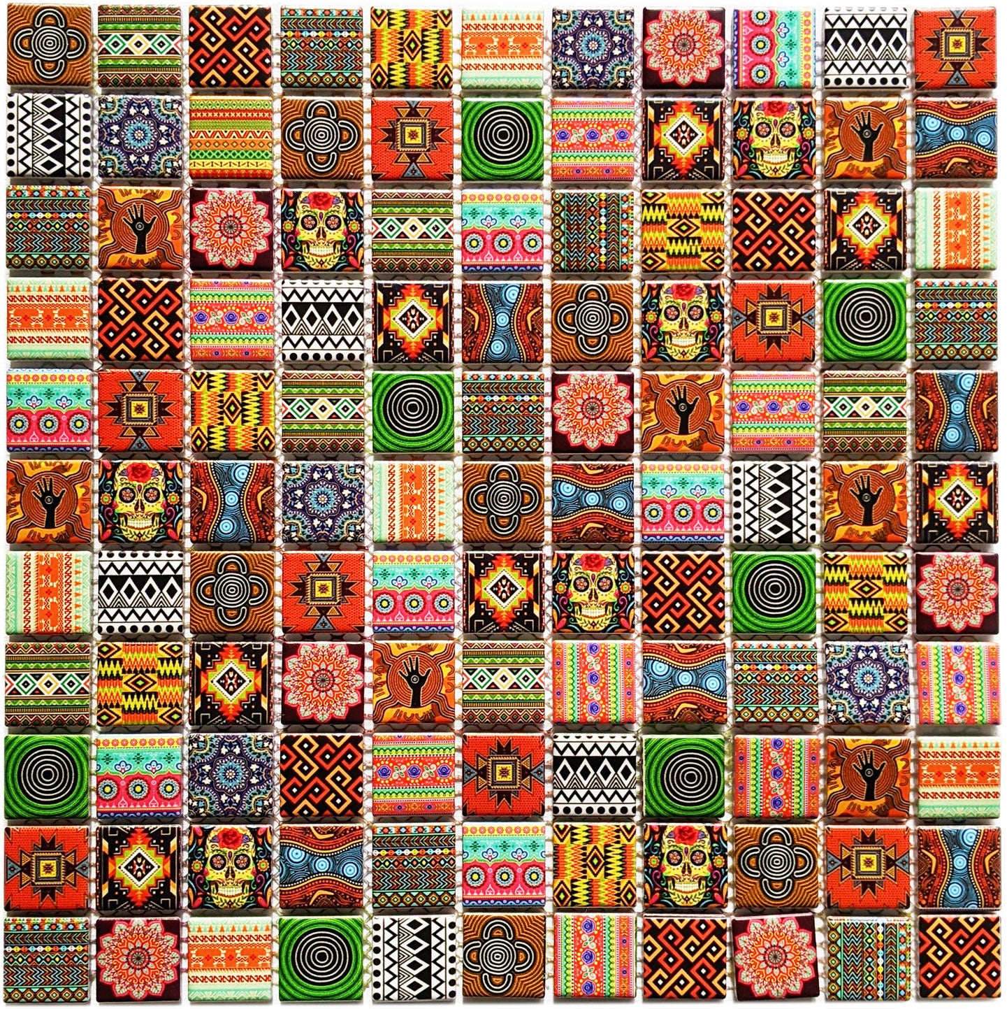 Ethnic Moroccan African Indian Aboriginal Mosaic Wall Tile