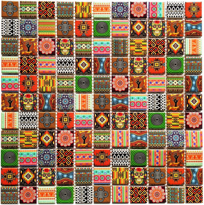 Ethnic Moroccan African Indian Aboriginal Mosaic Wall Tile