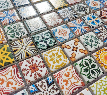 Multi Colour Traditional Moroccan Ceramic Mosaic Wall Tile