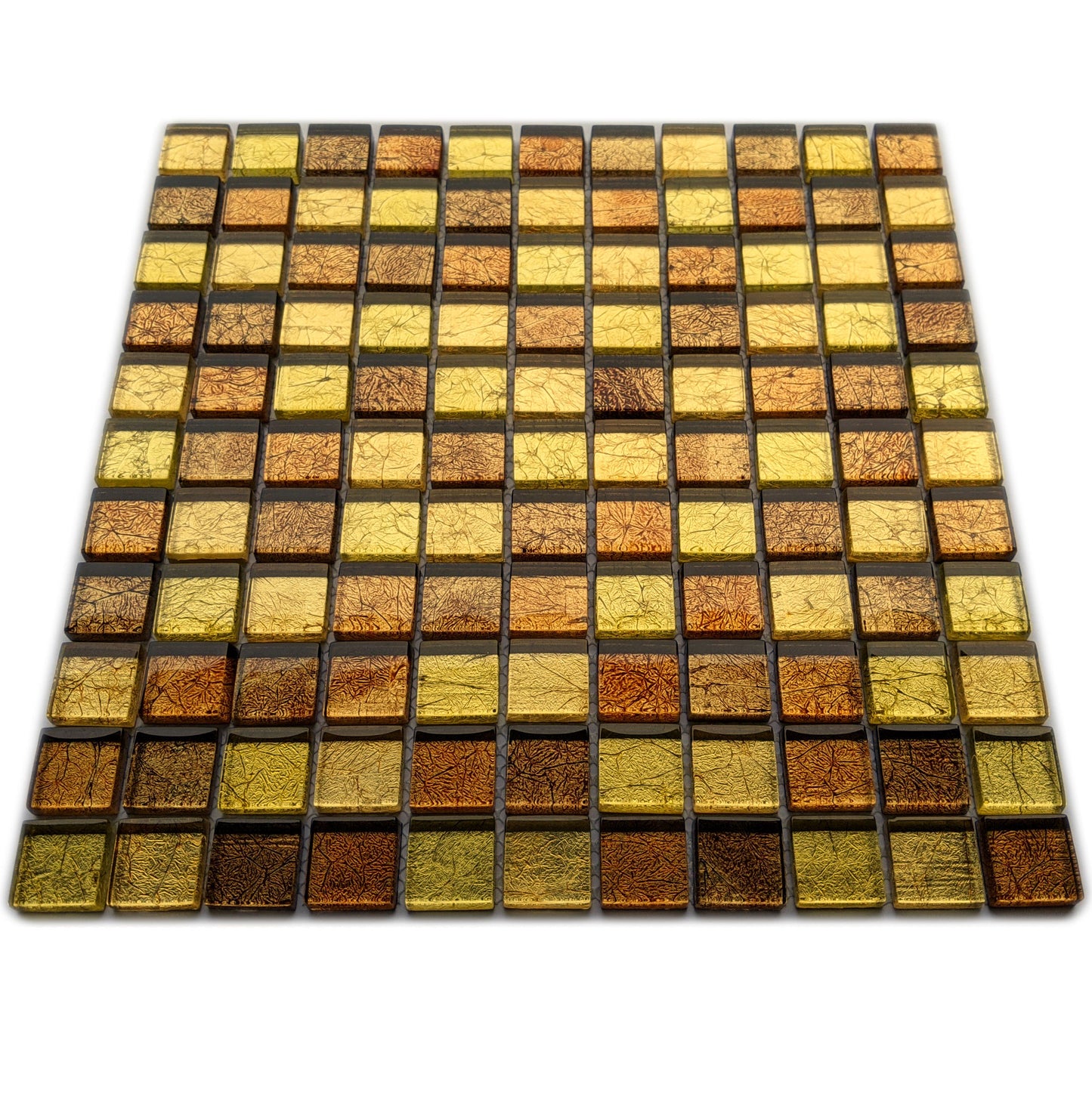 Copper Gold Foil Backed Square Brown Red Mosaic Wall Tile