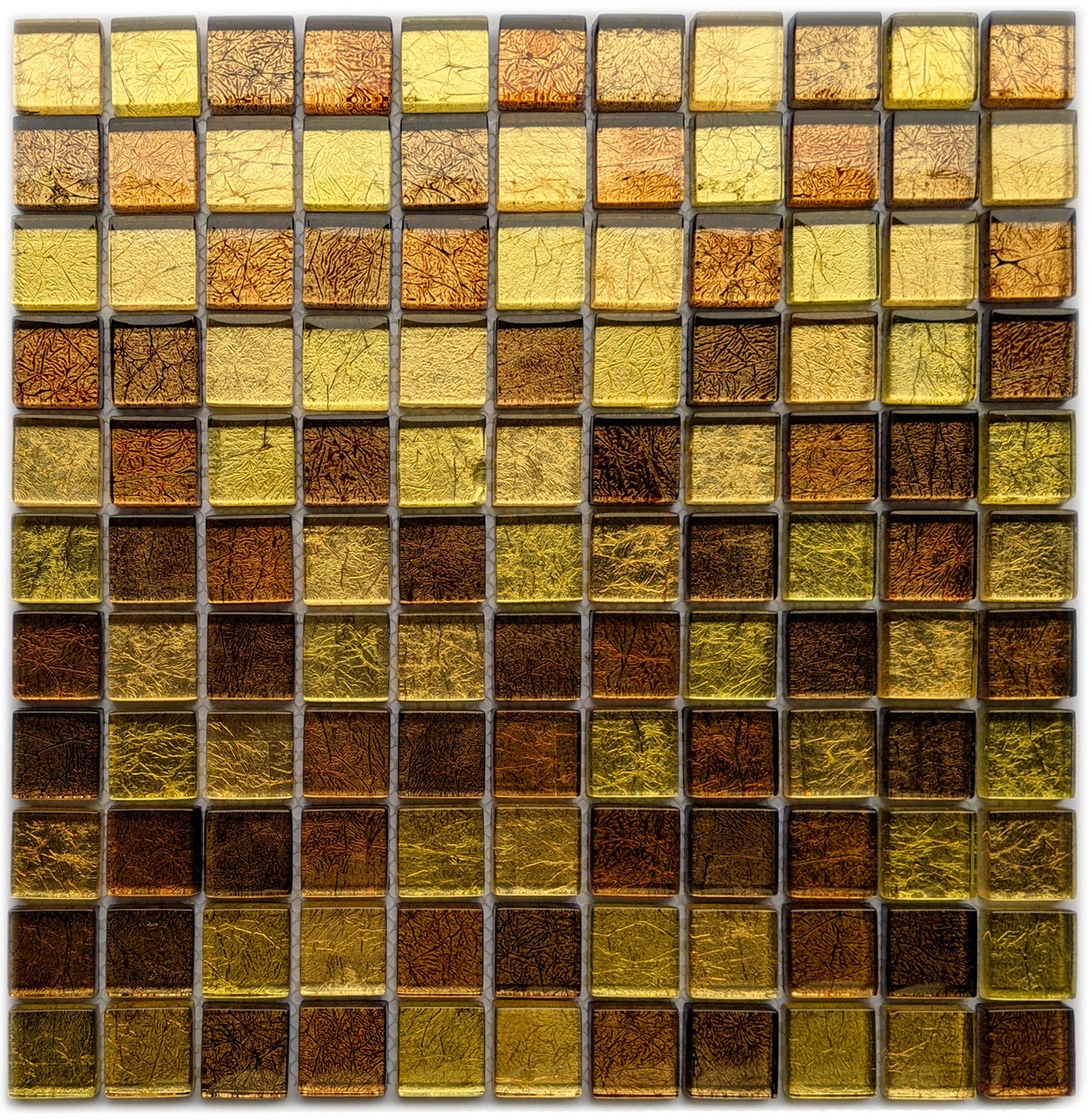 Copper Gold Foil Backed Square Brown Red Mosaic Wall Tile