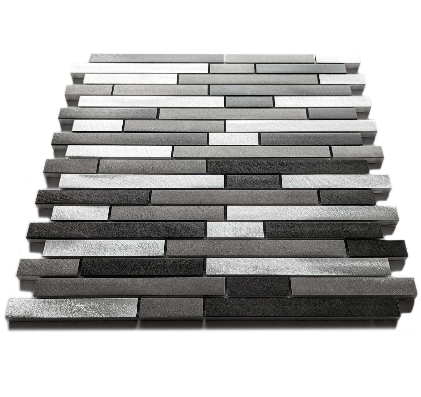 Silver Grey Turned Steel Metal Rectangle Mosaic Wall Tile