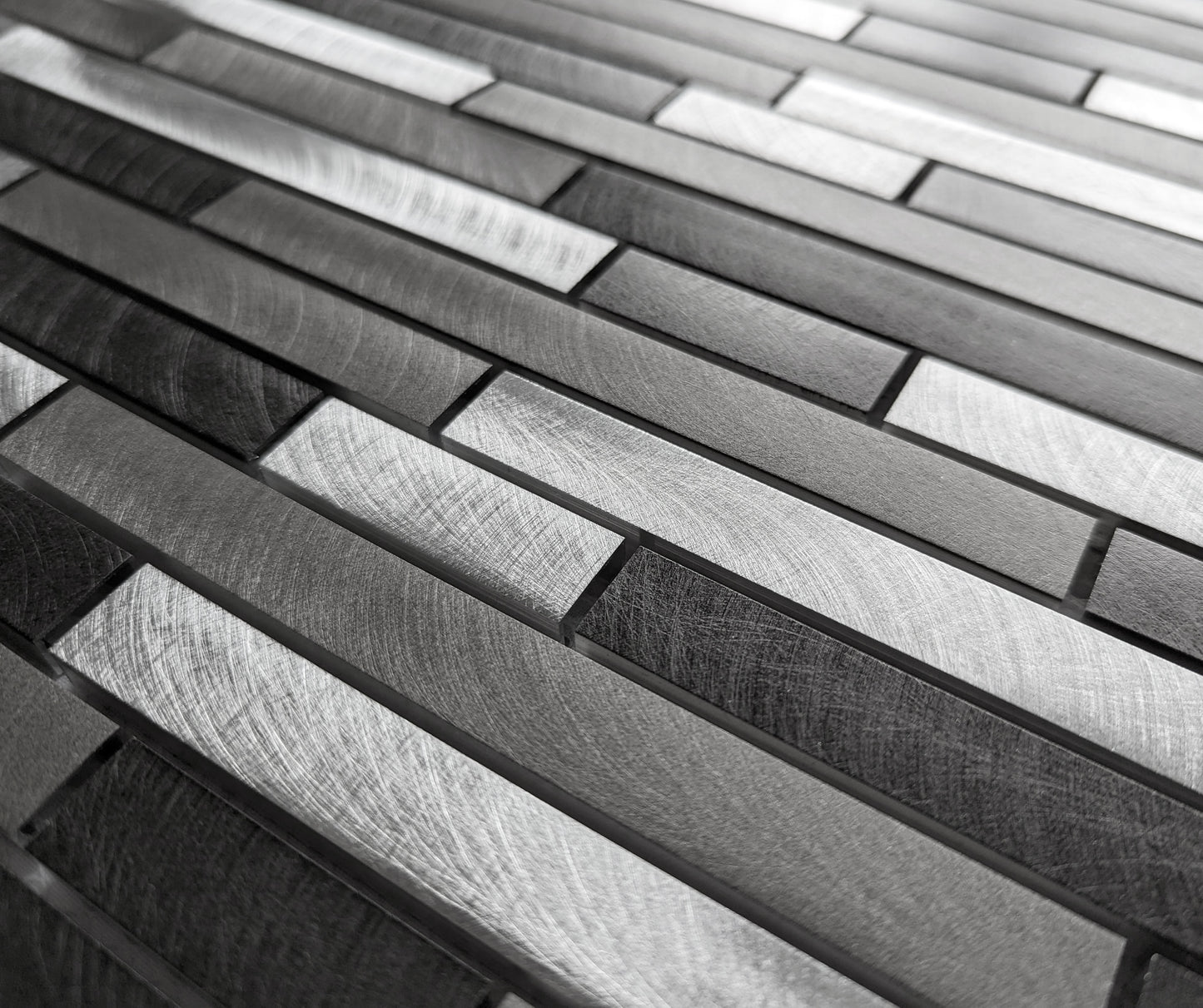 Silver Grey Turned Steel Metal Rectangle Mosaic Wall Tile